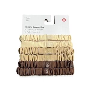 NWT Lululemon Skinny Scrunchies *6 Pack Hair Ties ZLSM/GLGM/JKLY Beige Brown